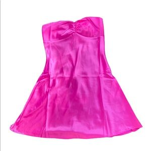 Fashion Nova Hot Pink Sweetheart Mini Satin Dress